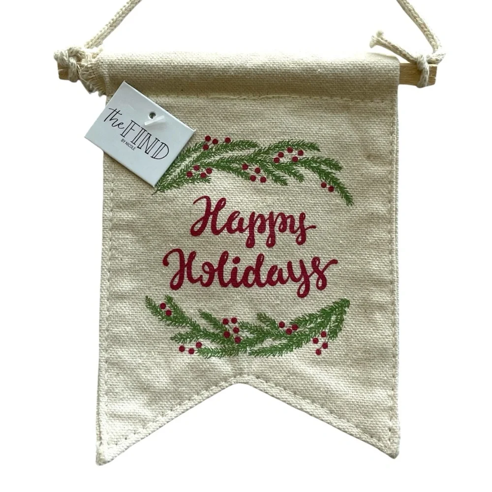 Set of 6 Christmas Banners Holiday Prints Mini 5” Flags The Find by Nicole Tags